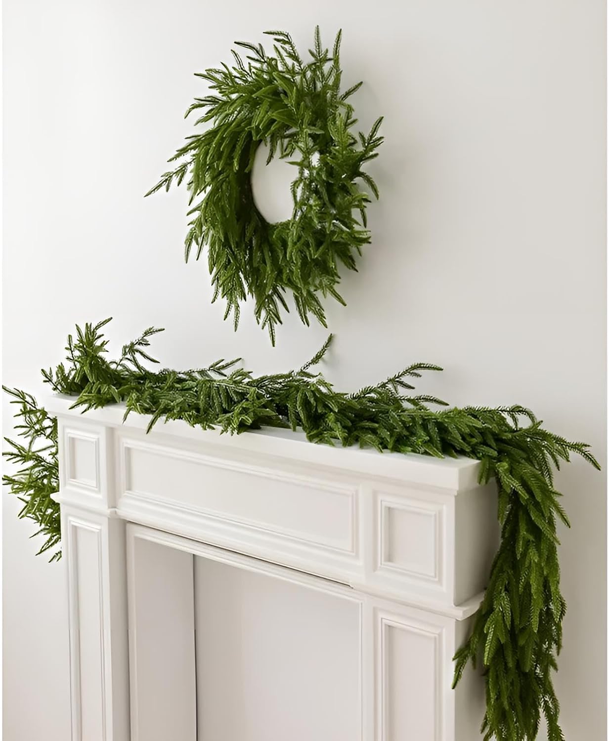 Norfolk Pine Girlande 180 cm | Weihnachtsdeko innen Tisch, Fenster, Tür Natur | Weihnachten Dekorationen