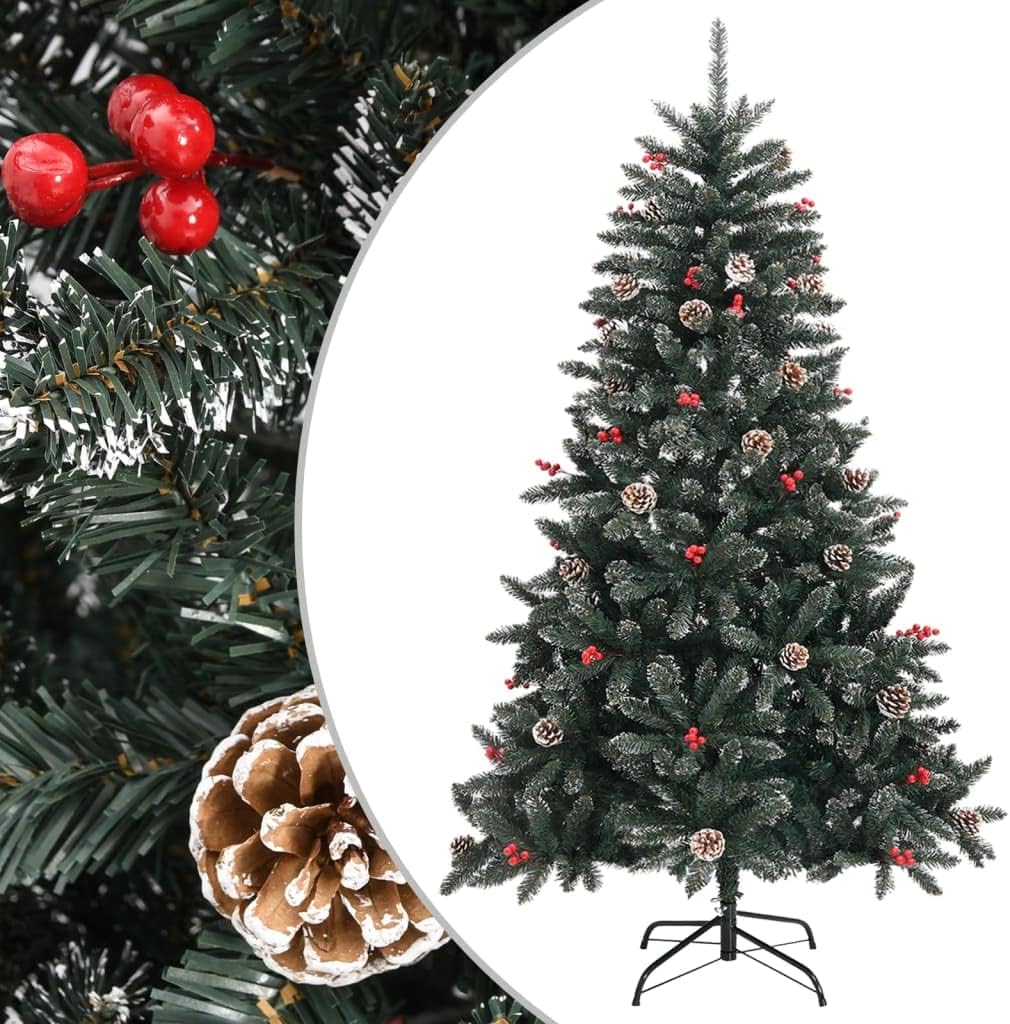 Weihnachtsbaum künstlich 120 cm mit Zapfen, Beeren & Schnne | Künstlicher Tannenbaum & Christbaum Classic Natur-Stil beschneit