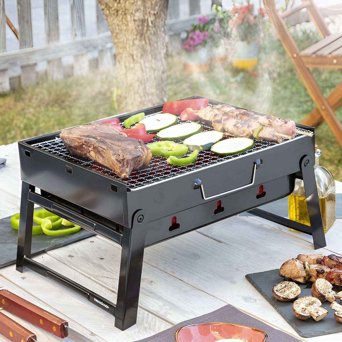 Klappgrill Holzkohle für Camping und Co. | Tischgrill günstig | Mini-Grill, Campinggrill, Outdoor, Reise, Festival, Picknick
