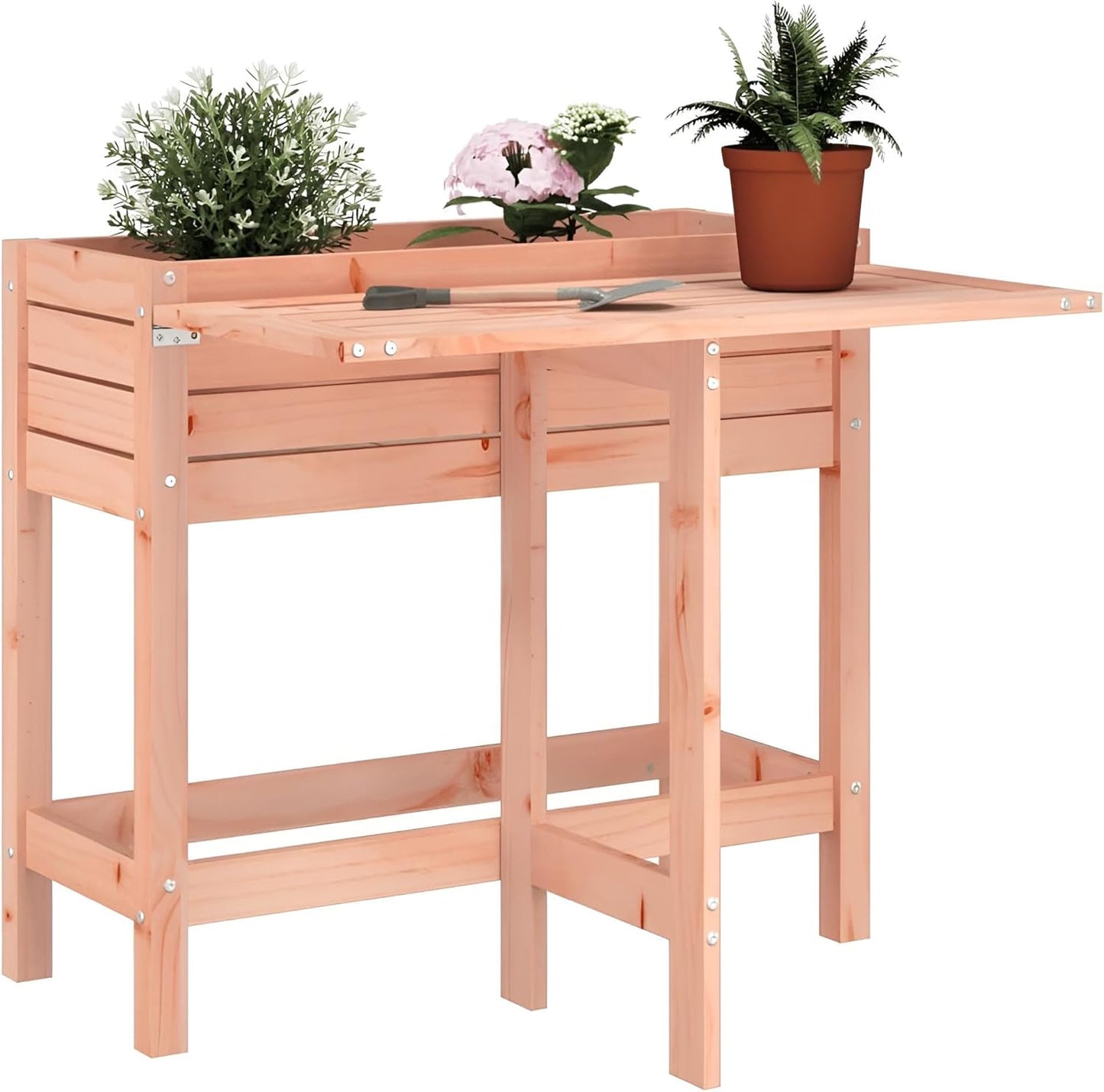 Pflanzkasten Holz Outdoor mit klappbarem Tisch | Hochbeet für Balkon, Terrasse und Co. | Robuster & nachhaltiger Blumenkasten