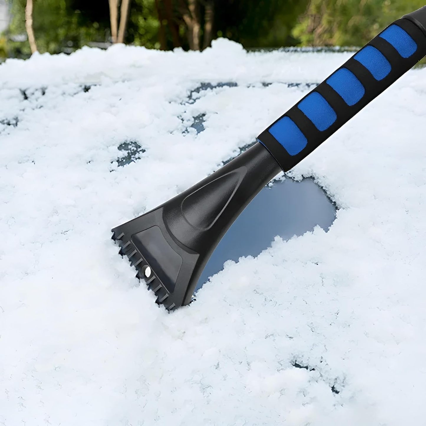 Eiskratzer Auto mit Besen | Schneebesen & Scheibenkratzer 2in1 | Ergonomischer Eisschaber | Reinigungsbürste Schnee 60 cm