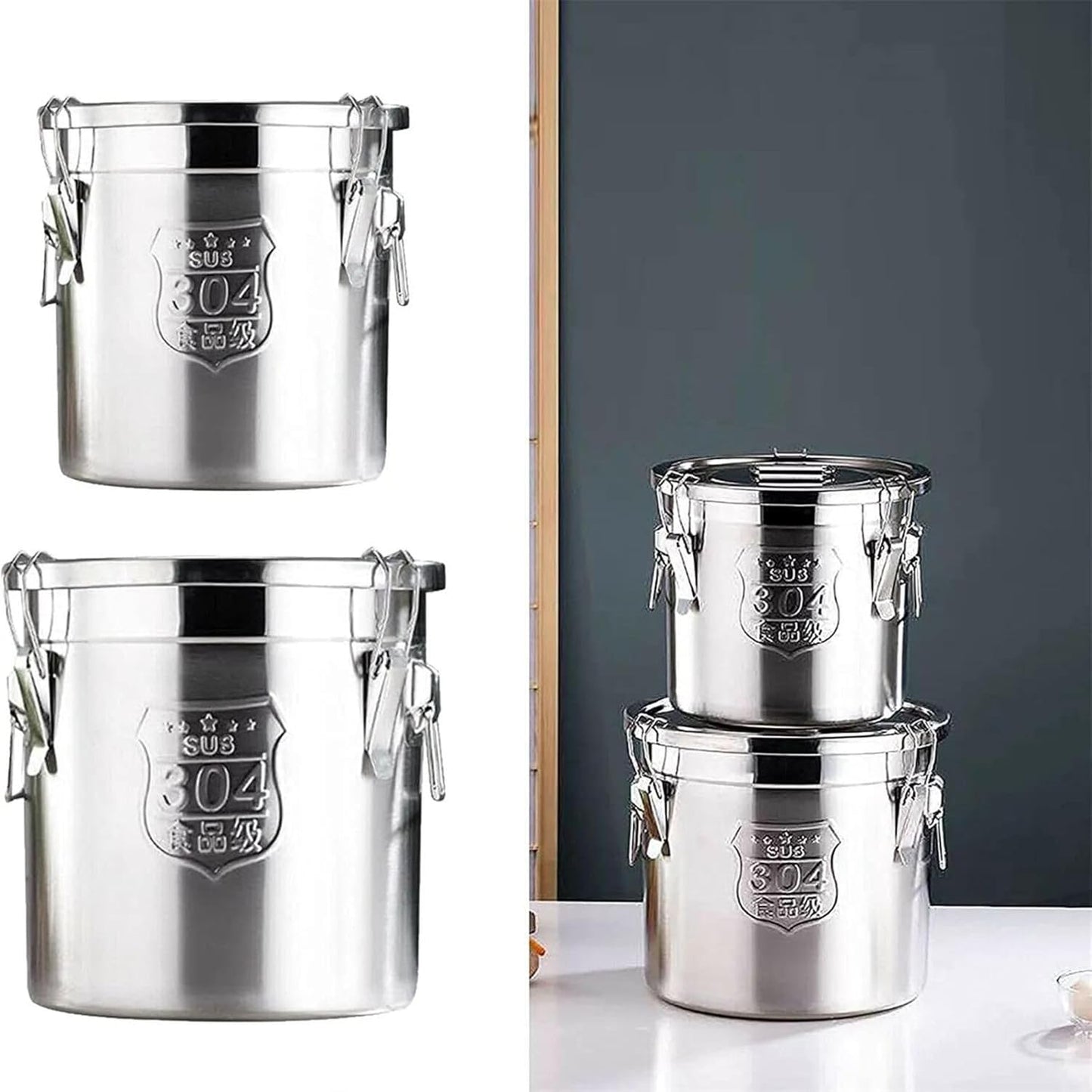Edelstahl Vorratsdose mit Deckel luftdicht & dunkel | Vorratsbehälter groß, auslaufsicher & rund | 6 Liter