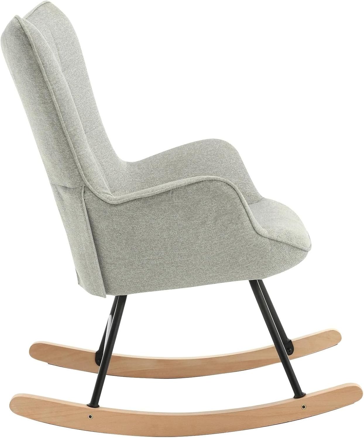 Luxus Schaukelstuhl modern grau | Wohnzimmer Schaukelsessel Stuhl 150 kg | Auch als Stillsessel geeignet