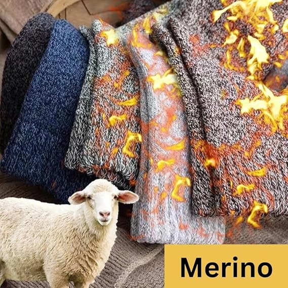 Premium Merino Socken Herren & Damen | Wintersocken 5 Paare Gr. 38-45 | Socken aus Merinowolle bis -30 Grad | Extra warme Thermosocken (Schwarz-Grau, Merino)