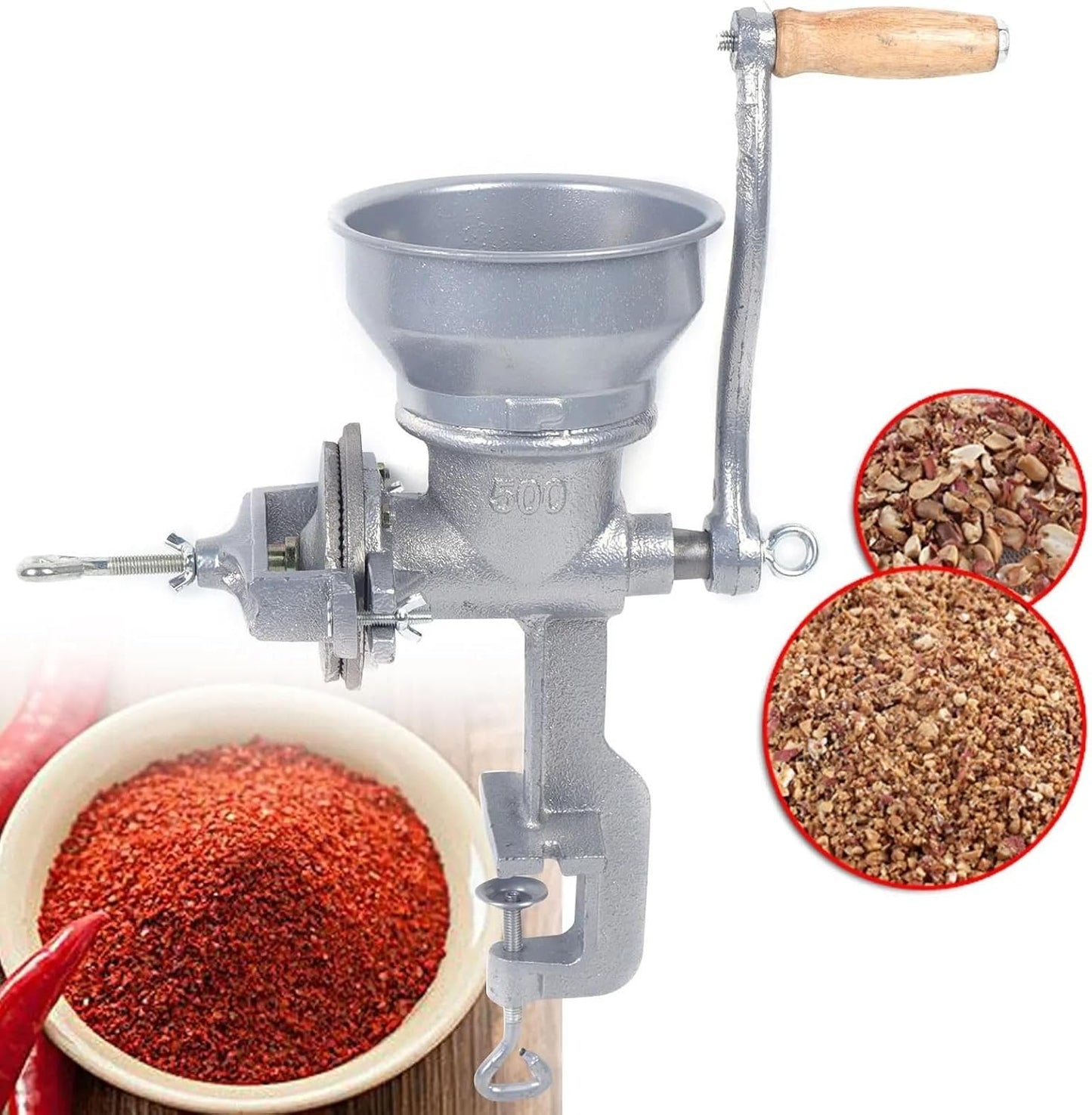 Getreidemühle manuell | Hand-Kaffeemühle Retro | Kornmühle Schrotmühle Handbetrieb für Hülsenfrüchte, Getreide, Gewürze