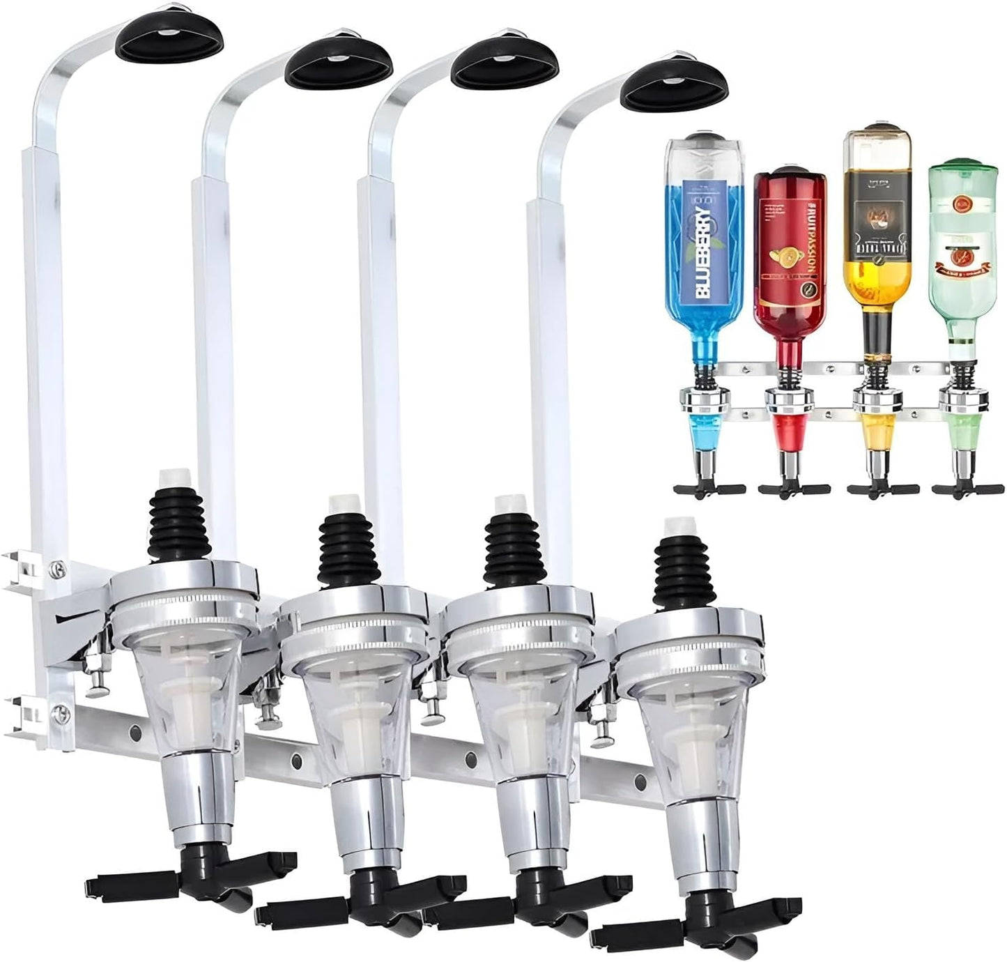 Premium Barbutler Flaschenhalter Wand 3cl | Profi Portionierer für 4 Flaschen | Bar Accessoires Flaschengestell