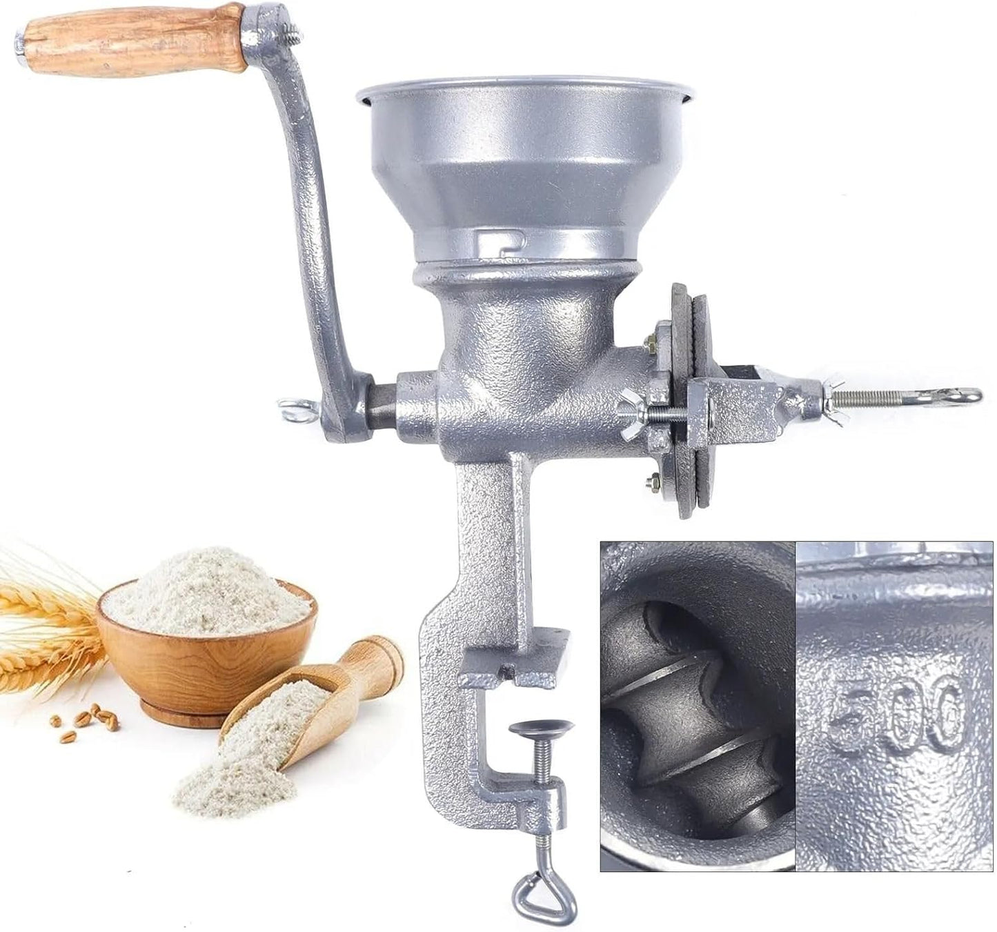 Getreidemühle manuell | Hand-Kaffeemühle Retro | Kornmühle Schrotmühle Handbetrieb für Hülsenfrüchte, Getreide, Gewürze