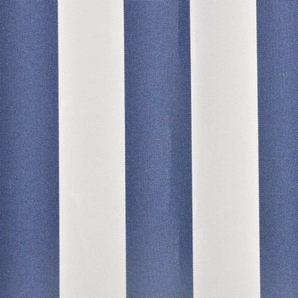 Premium Markisenbespannung 4x3 m wasserdicht | Wasserabweisender Markisenstoff 3m breit Blau, Gelb, Anthrazit (Blau-Weiß)