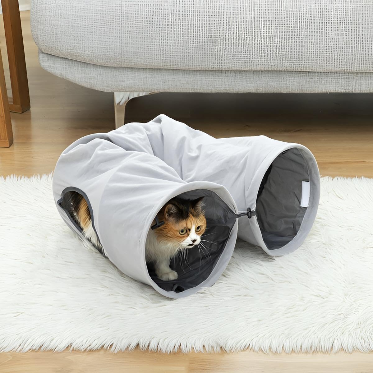 Premium Spieltunnel Katze grau | Rascheltunnel, Spielröhre faltbar, Spielzeug für Katzen | Katzenspielzeug, Haustierspielzeug, große, kleine Katzen, Kaninchen
