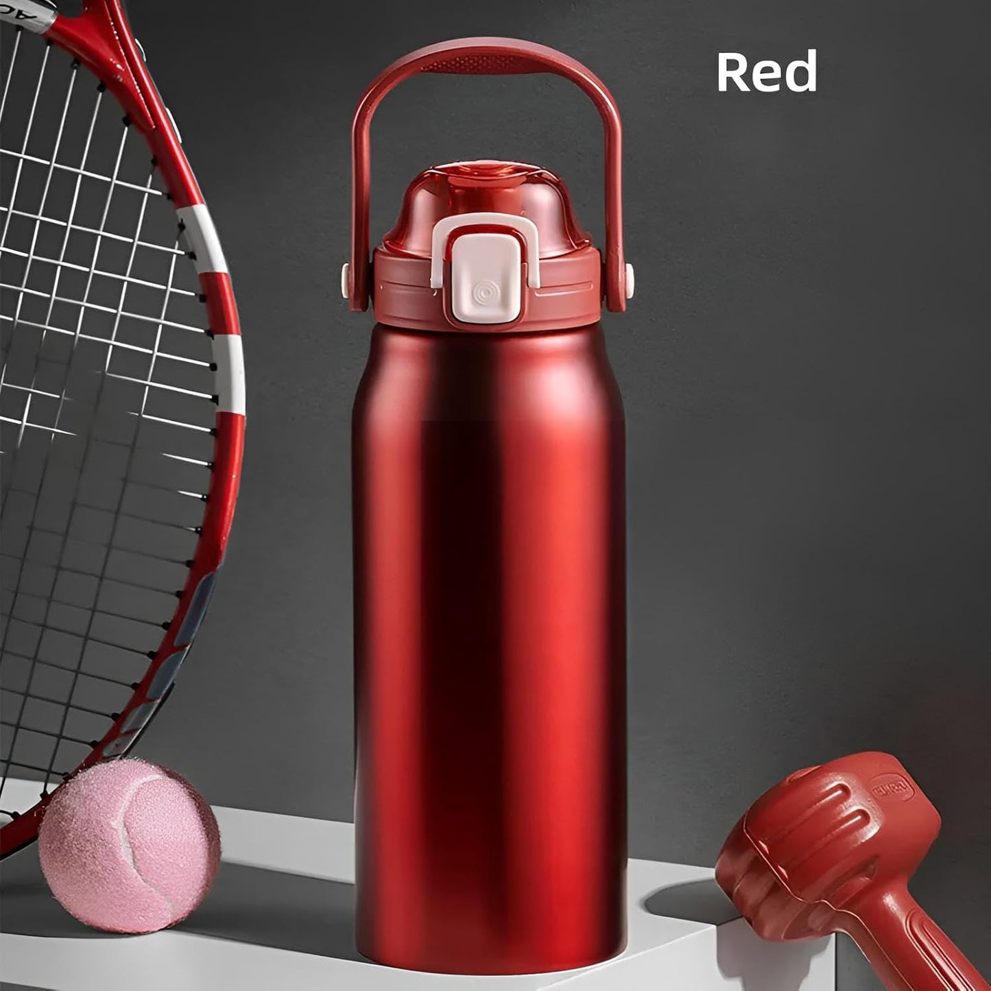 Premium Thermosflasche 2l Trinkflasche | Thermoskanne 2 Liter | Isolierflasche aus Edelstahl (Rot)