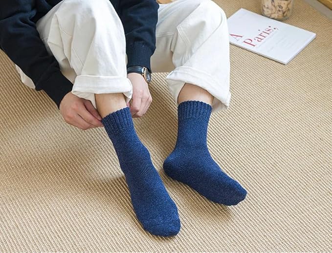 Premium Merino Socken Herren & Damen | Wintersocken 5 Paare Gr. 38-45 | Socken aus Merinowolle bis -30 Grad | Extra warme Thermosocken (Schwarz-Grau, Merino)