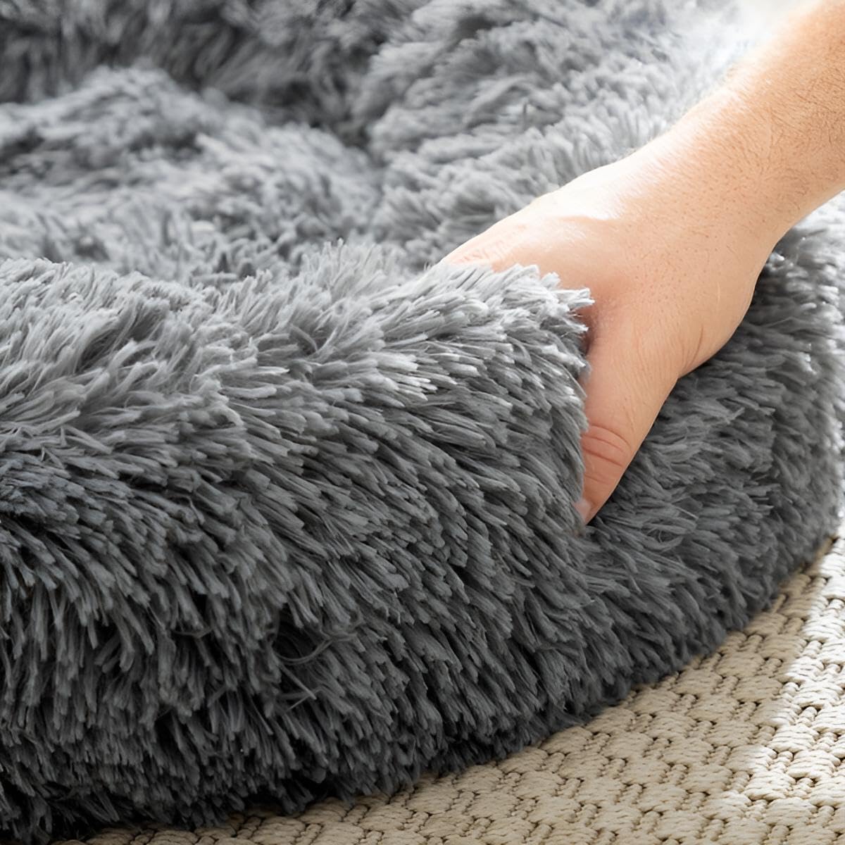 Haustierbett 60 cm für Hunde & Katzen | Anti-Stress Hundebett & Katzenbett | Kleines/mittelgroßes Bett mit erhöhtem Rand | rutschfeste, wasserdichte Unterlage