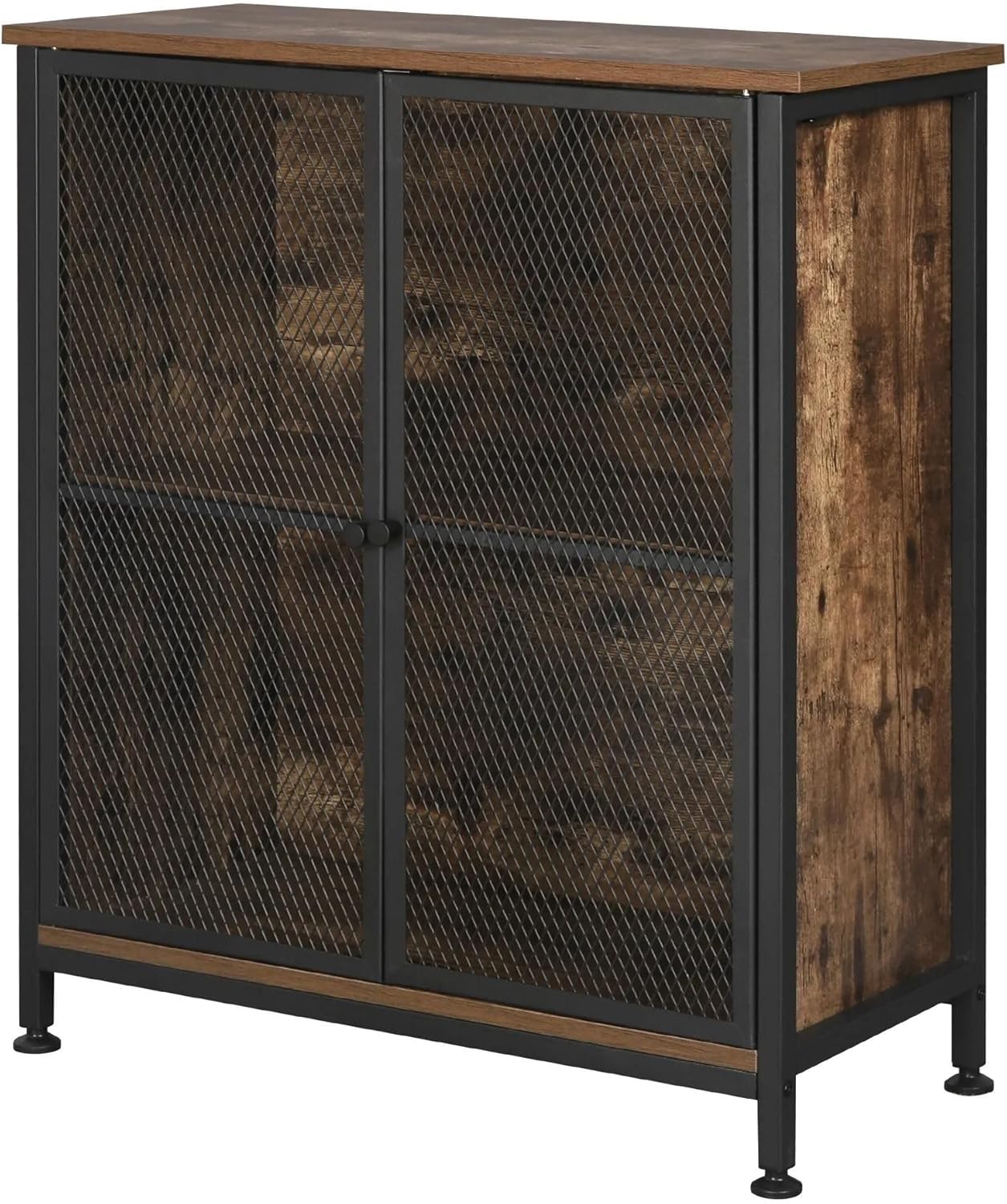 Premium Wohnzimmerschrank Holz Landhausstil | Küchenschrank Vintage braun | Organizer Regal schmal