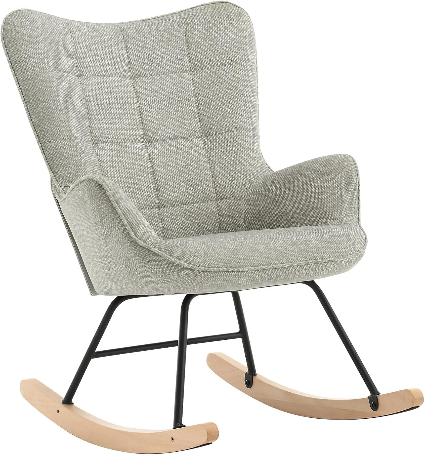 Luxus Schaukelstuhl modern grau | Wohnzimmer Schaukelsessel Stuhl 150 kg | Auch als Stillsessel geeignet