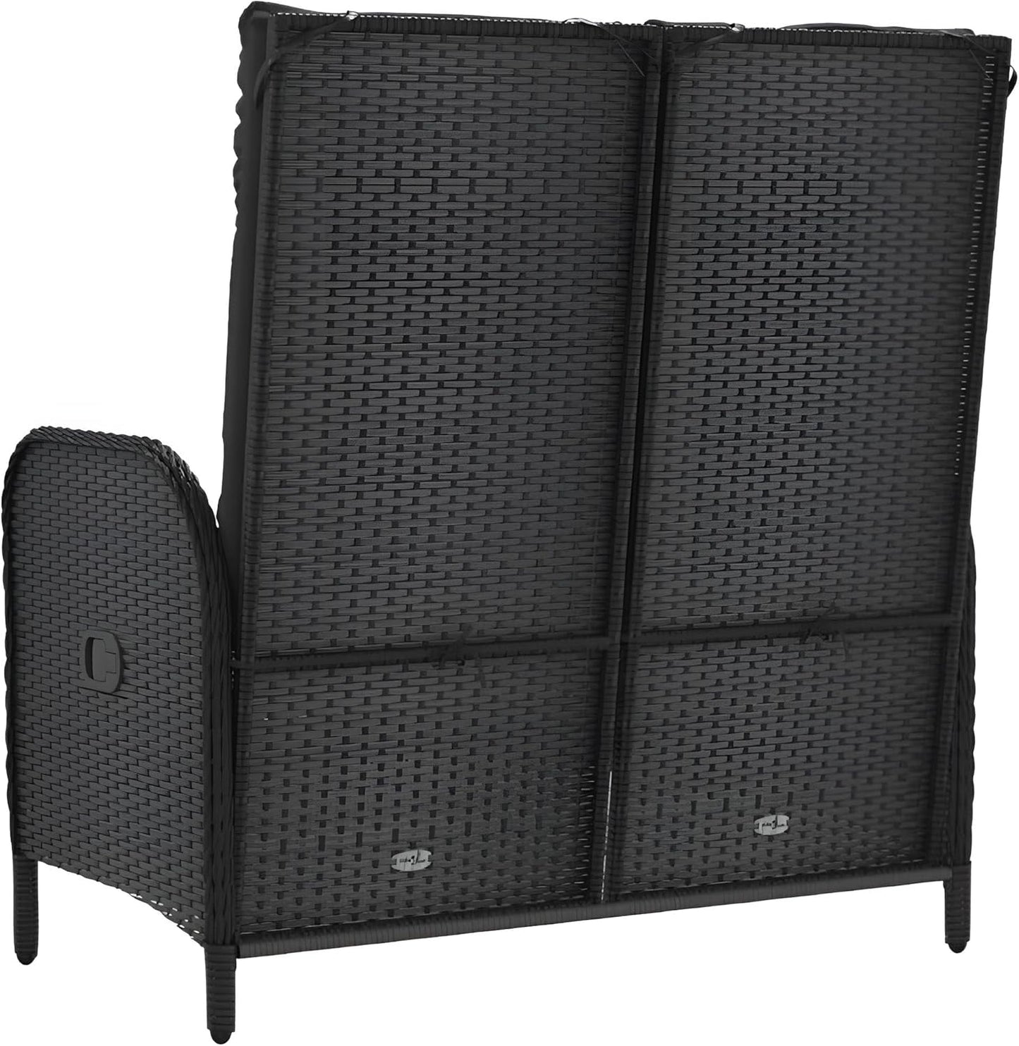 Gartenbank mit Liegefunktion und Auflage | Rattan Sitzbank wetterfest | Multifunktionsbank Poly-Rattan verstellbar & mit Komfort-Polster