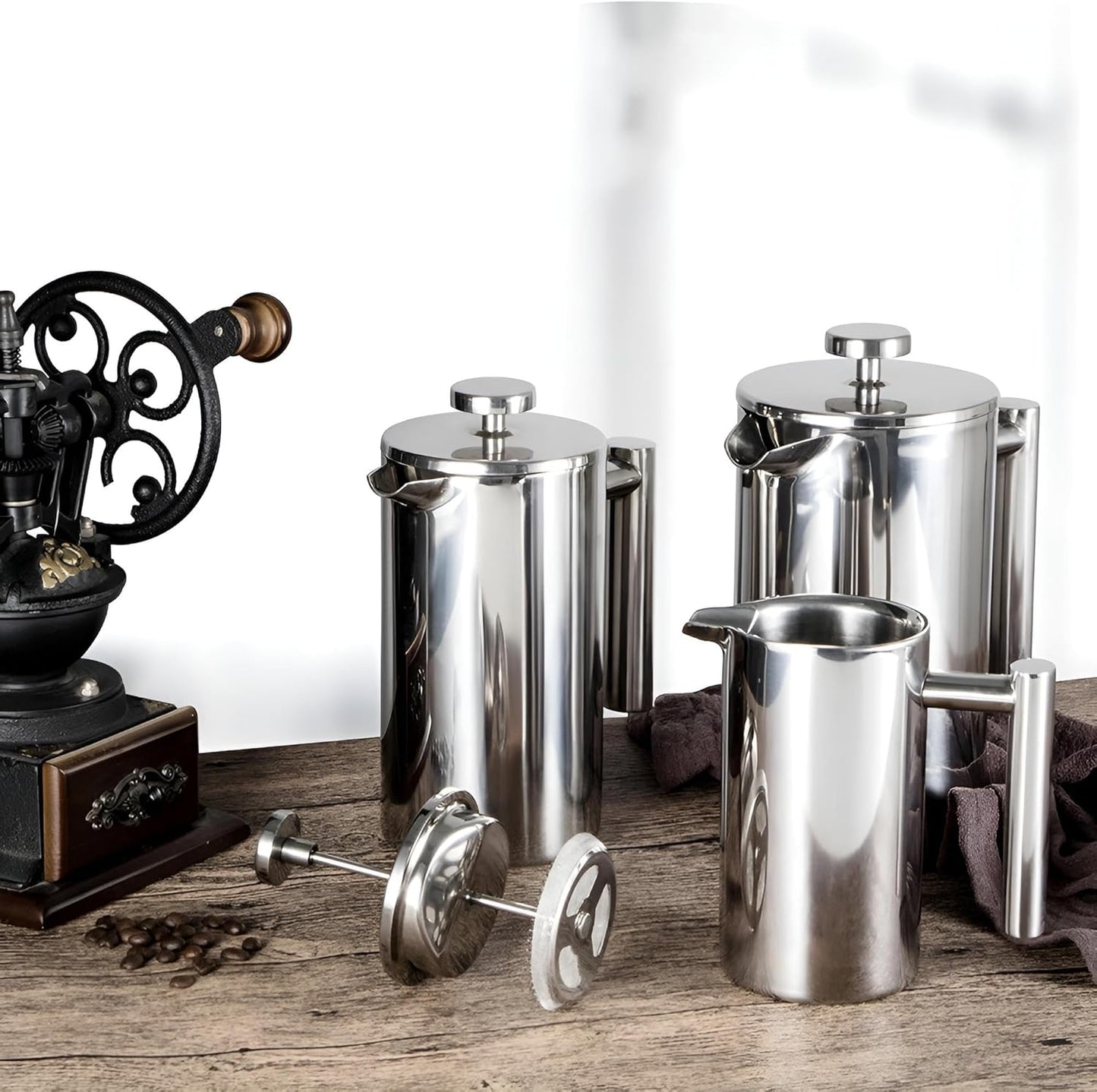 French Press 1 Liter Thermo Edelstahl | Französische Kaffeepresse 1l | Kaffeebereiter für vollmundigen Geschmack - unterwegs beim Camping wie daheim