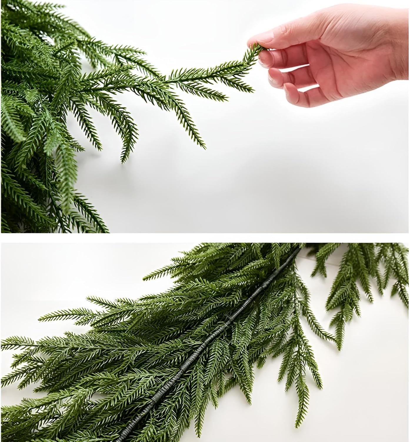 Norfolk Pine Girlande 180 cm | Weihnachtsdeko innen Tisch, Fenster, Tür Natur | Weihnachten Dekorationen