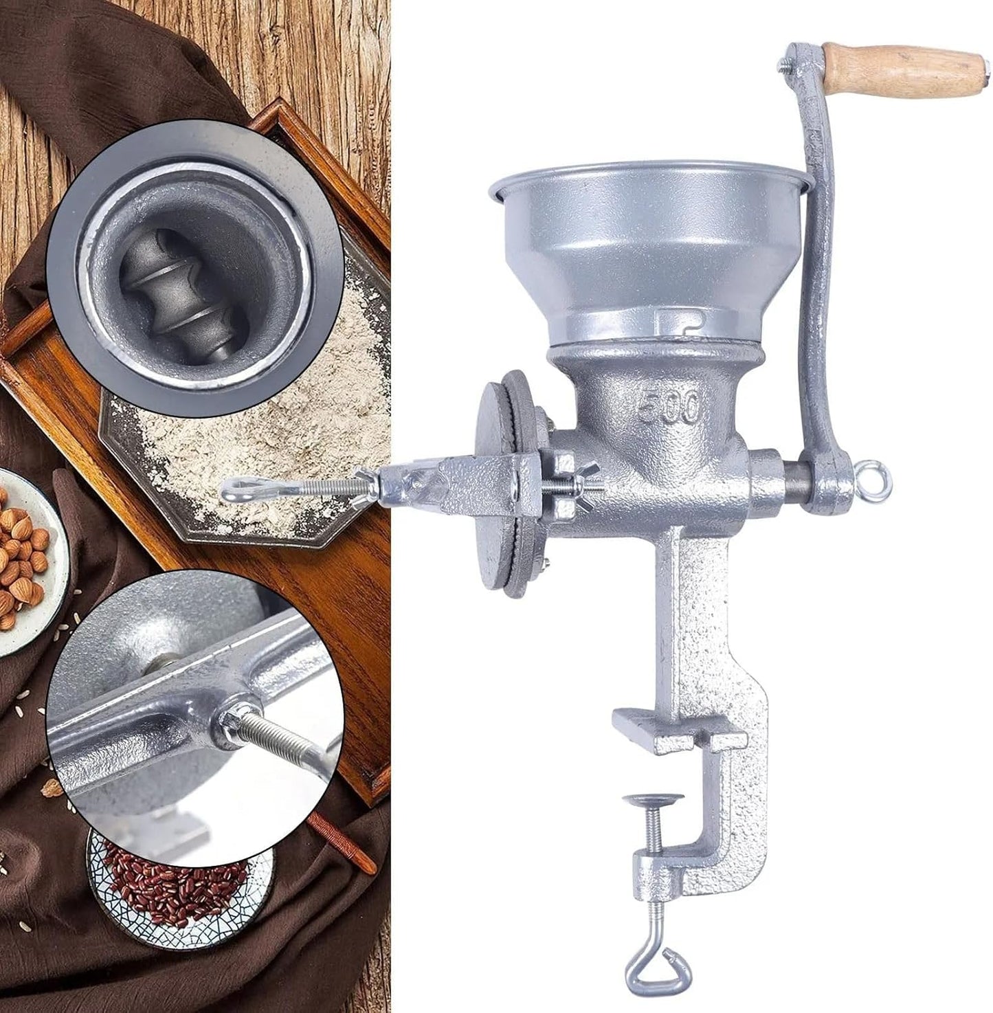 Getreidemühle manuell | Hand-Kaffeemühle Retro | Kornmühle Schrotmühle Handbetrieb für Hülsenfrüchte, Getreide, Gewürze