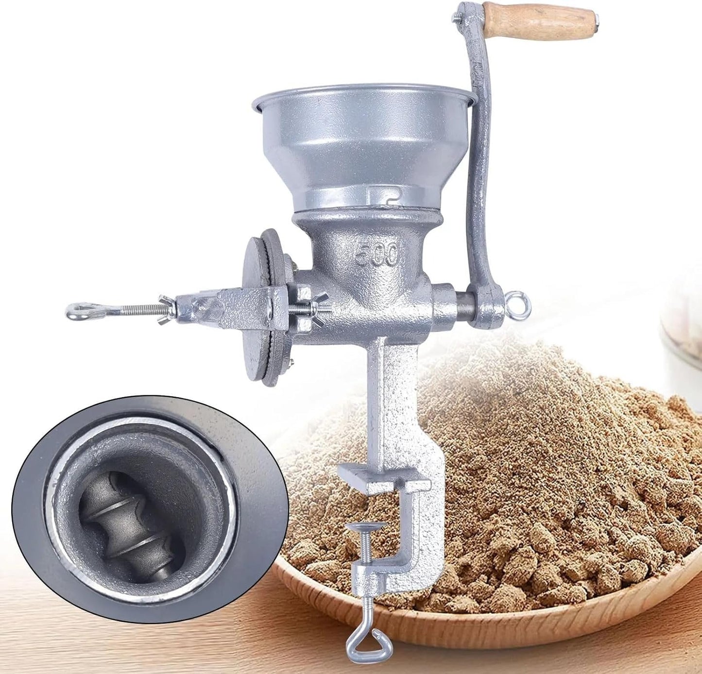 Getreidemühle manuell | Hand-Kaffeemühle Retro | Kornmühle Schrotmühle Handbetrieb für Hülsenfrüchte, Getreide, Gewürze