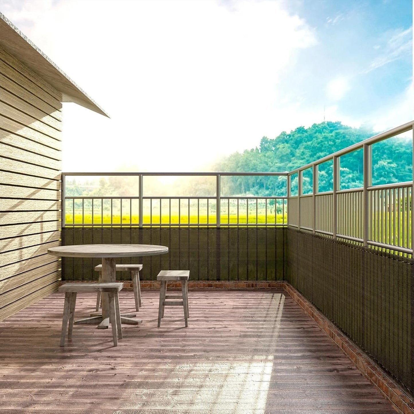 Sichtschutz Balkon ohne Bohren | 200, 180, 150, 120 & 100 cm hoch | Balkonverkleidung Seitenwand (15, 200 cm)