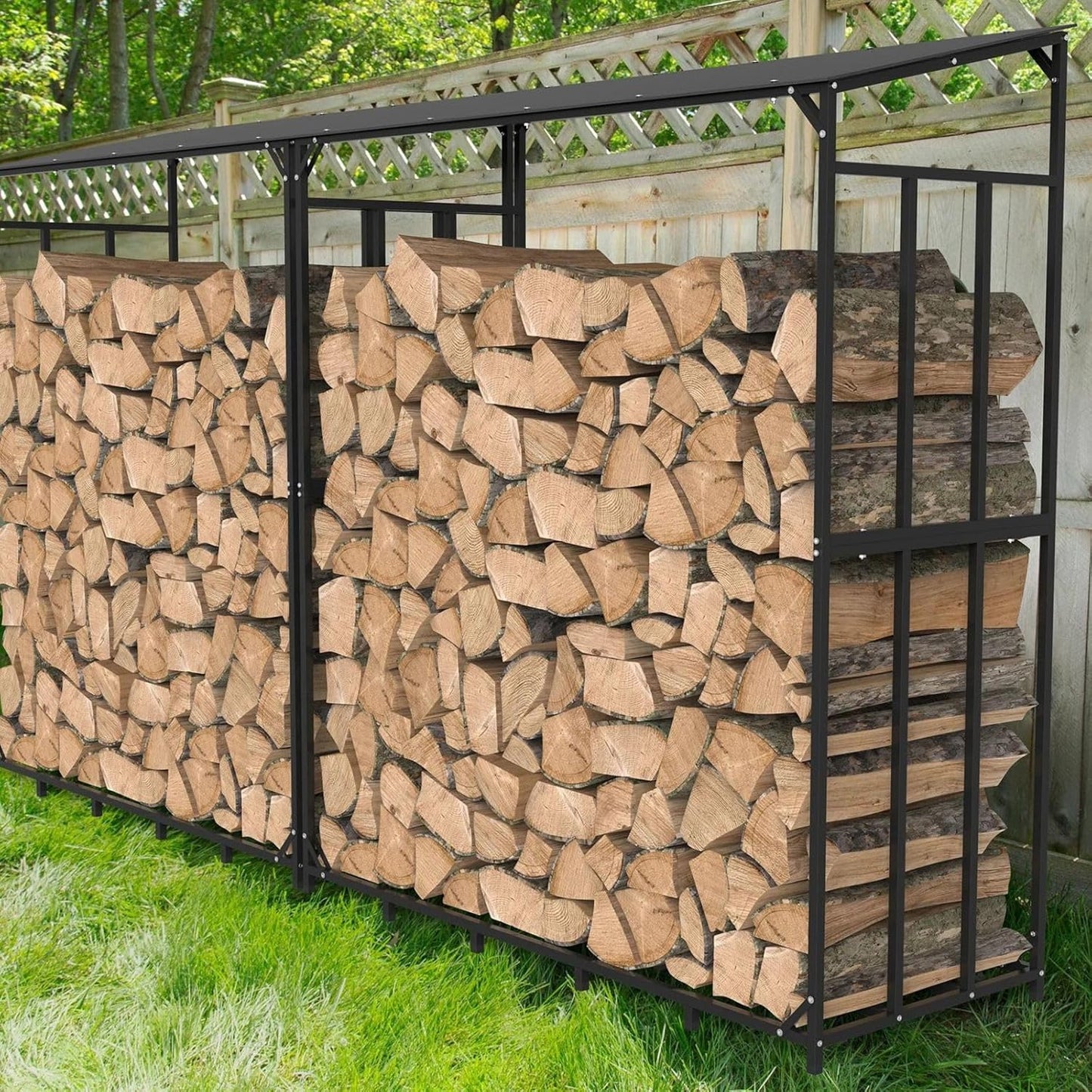 Premium Kaminholzregal aussen Metall mit Dach | Brennholzregal außen | Holzmiete für draußen modular erweiterbar