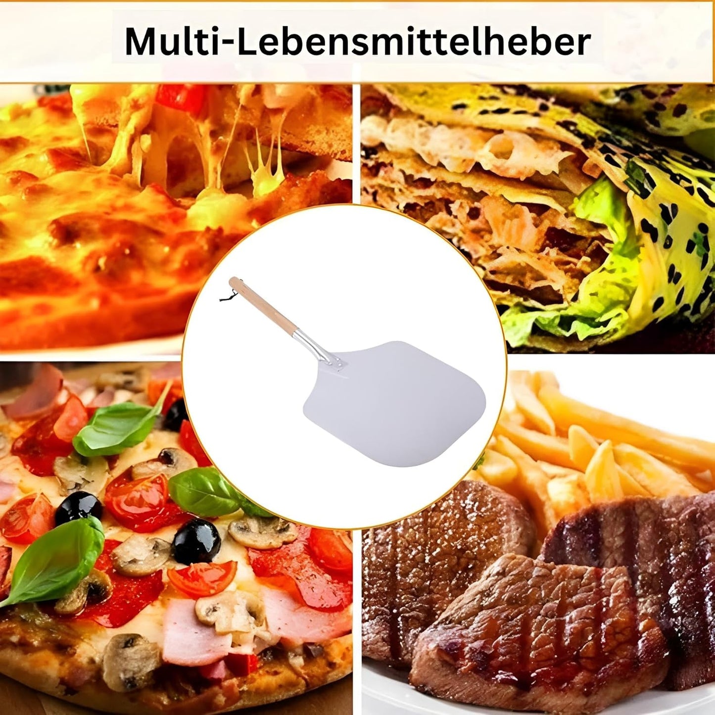 Pizzaschieber 30 cm legiertes Aluminium | Leichte & haltbare Pizzaschaufel mit Holzgriff | Spülmaschinenfester Pizzaheber