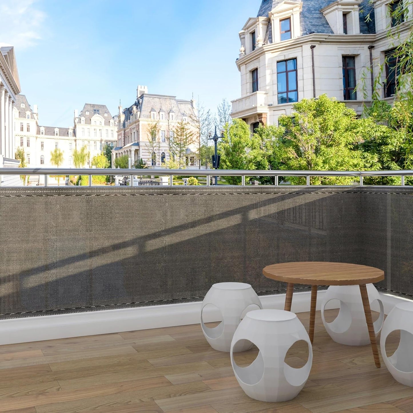 Sichtschutz Balkon ohne Bohren | 200, 180, 150, 120 & 100 cm hoch | Balkonverkleidung Seitenwand (15, 200 cm)