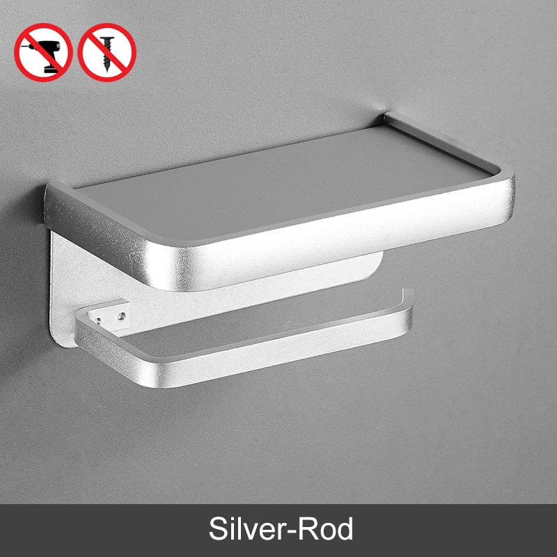 Toilettenpapierhalter ohne bohren | Klopapierhalter Schwarz, Silber & Weiß