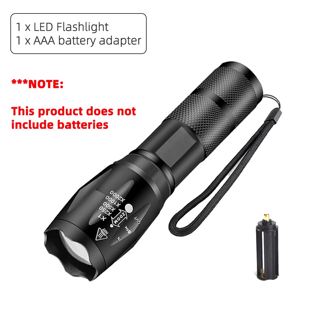 Helle LED Taschenlampe | Batteriebetrieben | 5 Modi