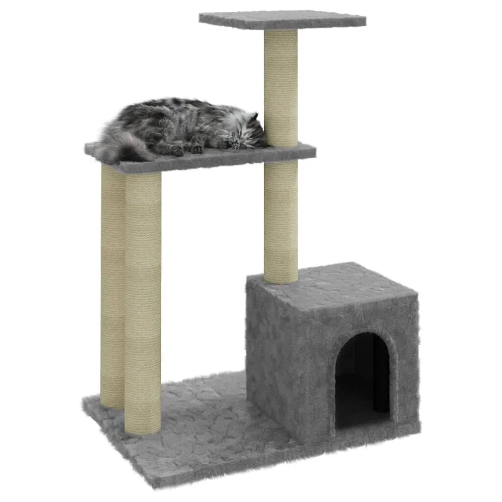 Kratzbaum klein & stabil Natur | Haltbare Sisal-Fasern | Für Katzen