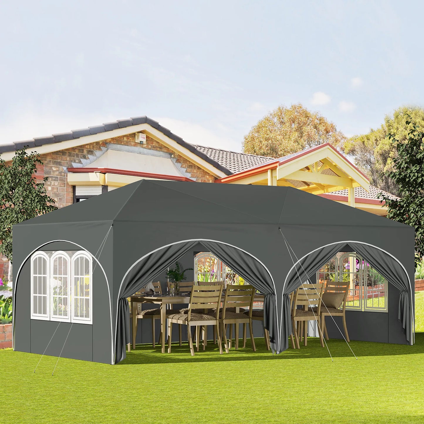 Pavillon klappbar 3x6 mit Seitenwänden