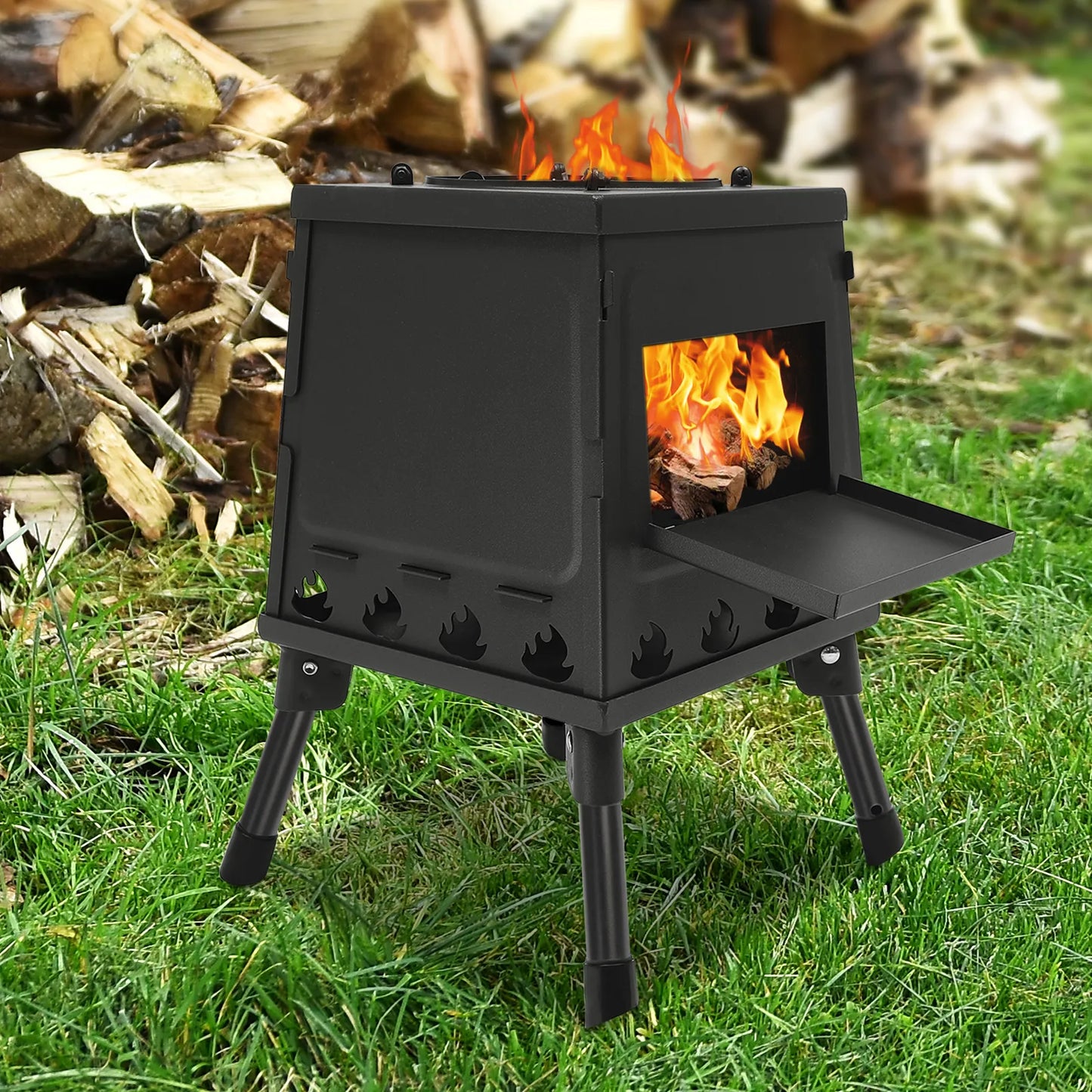 Camping Ofen Holz | Faltbare Beine | Gartenkamin & Terrassenofen