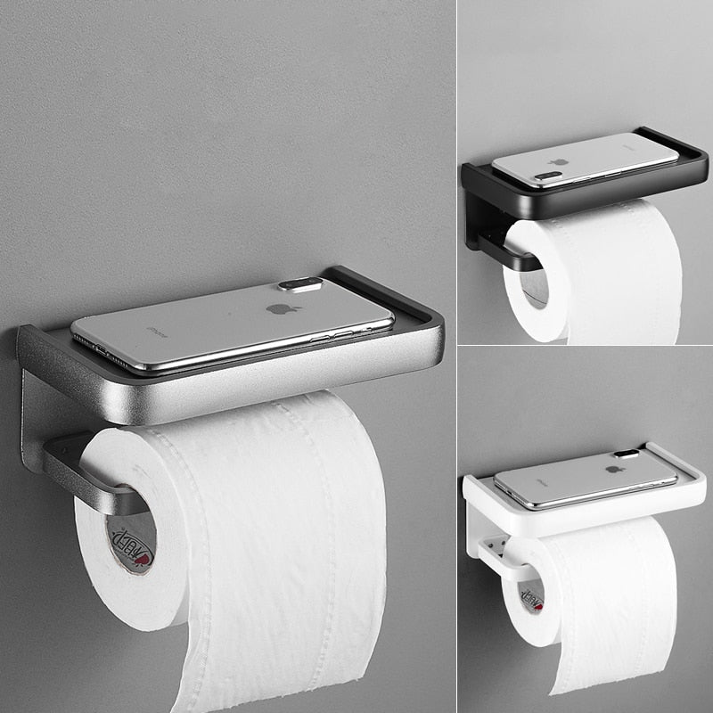 Toilettenpapierhalter ohne bohren | Klopapierhalter Schwarz, Silber & Weiß