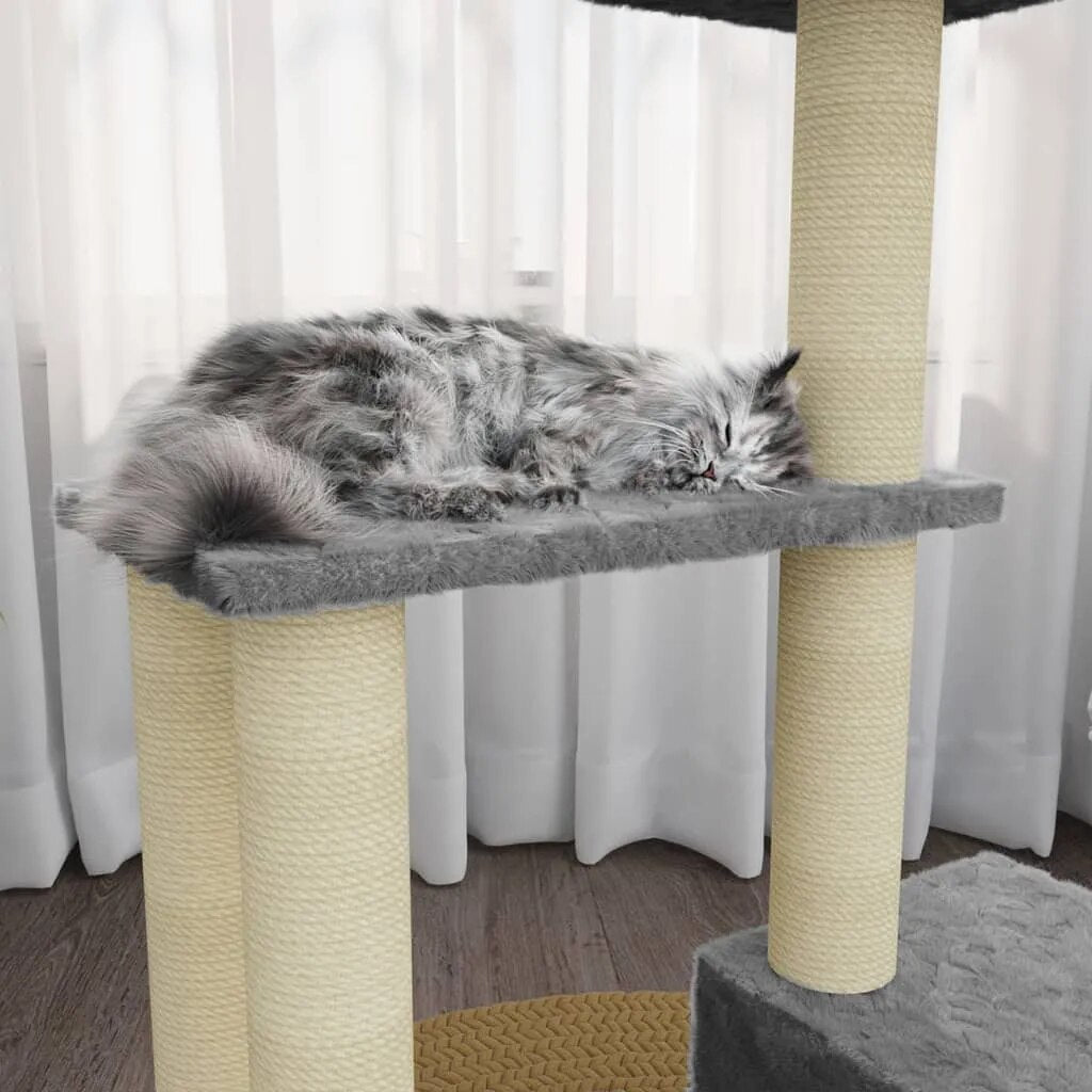 Kratzbaum klein & stabil Natur | Haltbare Sisal-Fasern | Für Katzen