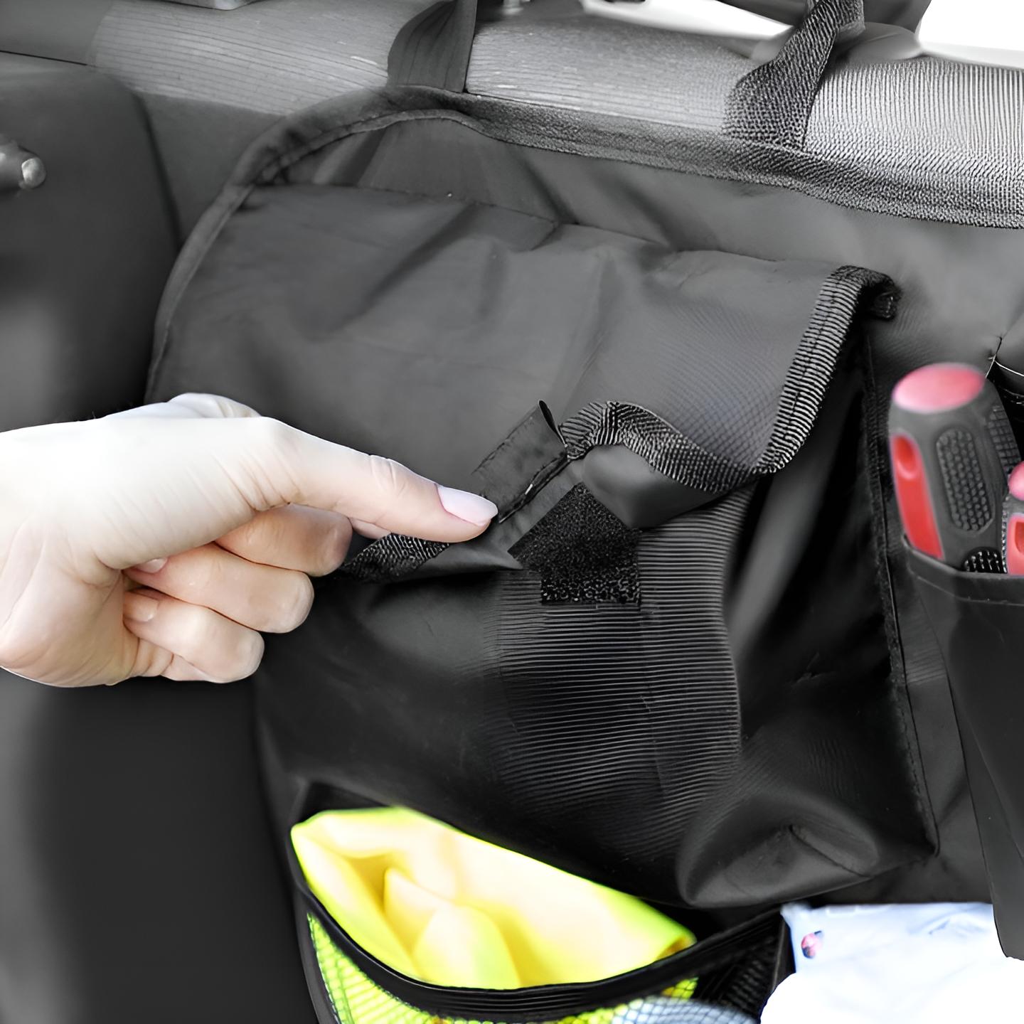 Auto Kofferraum Organizer Klett & Riemen | Kofferraumtasche mit 8 Fächern & doppeltem Halt | Autotasche wasserfest zur übersichtlichen Aufbewahrung