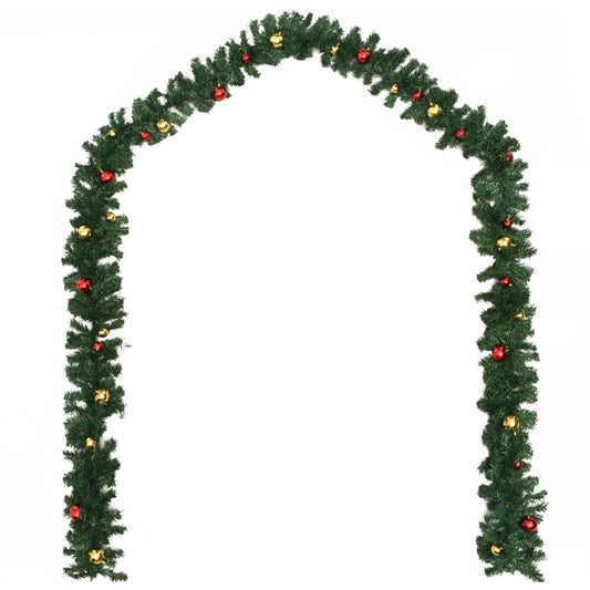 Premium Weihnachtsgirlande grün über 10m mit/ohne Kugeln | Set aus 4x270 cm | Tannengirlande aussen & innen (Mit Kugeln)