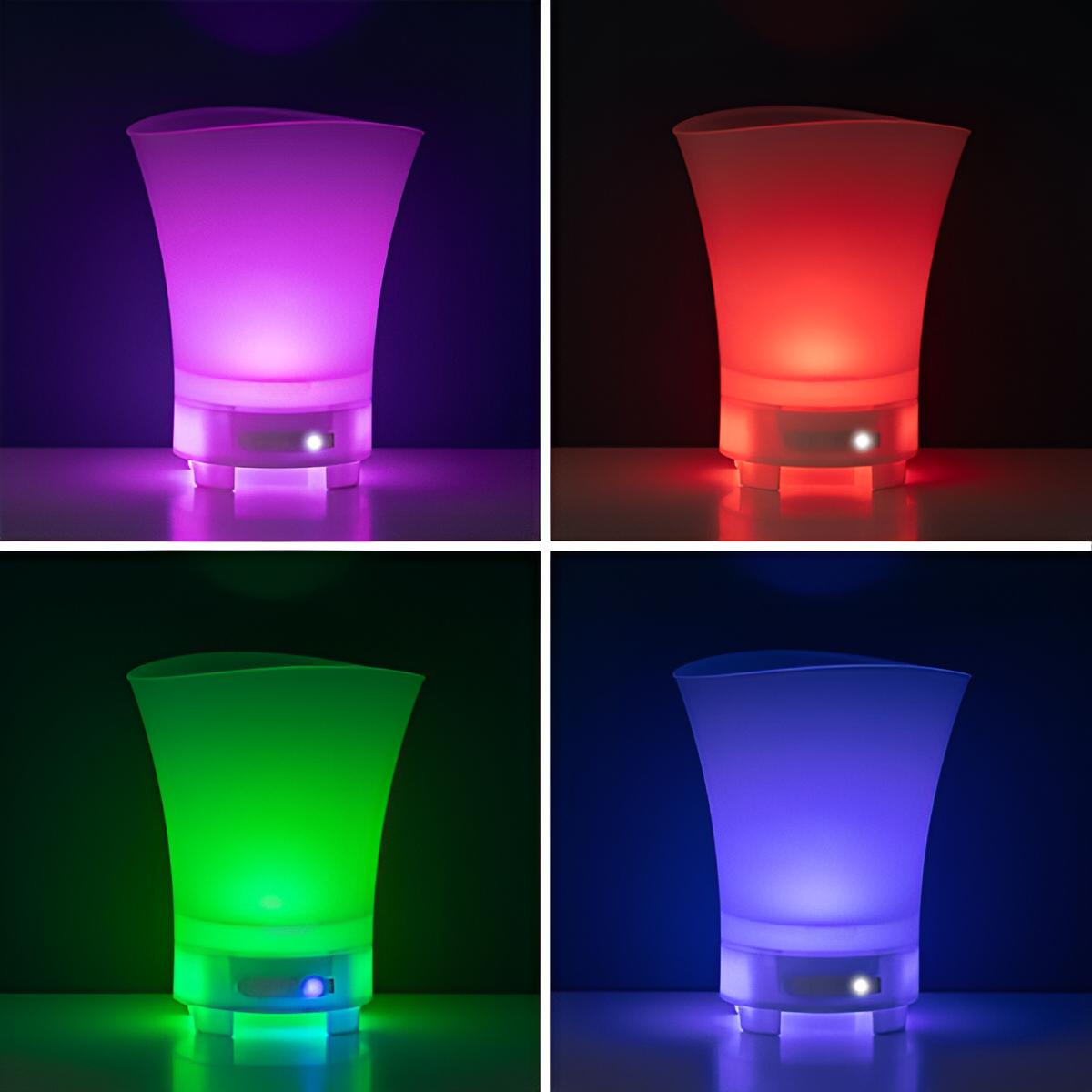 Premium Flaschenkühler Eiskühler mit LED-Licht | Eiskübel beleuchtet mit Musik