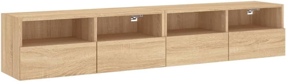 Wohnwand Wohnzimmer 5-teilig klein hängend | Wohnzimmerschrank Weiß, Schwarz, Eiche, Beton für Fernseher bis 35 Zoll | TV Wandschrank Schrankwand aus Holz Gesamtbreite 160 cm (Eiche)