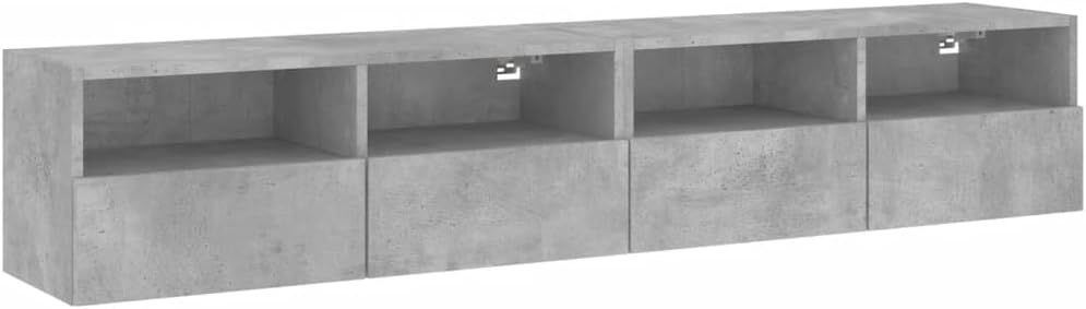 Wohnwand Wohnzimmer 5-teilig klein hängend | Wohnzimmerschrank Weiß, Schwarz, Eiche, Beton für Fernseher bis 35 Zoll | TV Wandschrank Schrankwand aus Holz Gesamtbreite 160 cm (Beton)