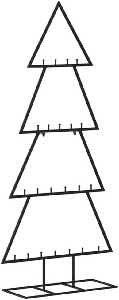 Metall-Weihnachtsbaum groß schwarz für aussen & innen | Tannenbaum Metall 125 cm | Stahl-Gestell draußen & drinnen