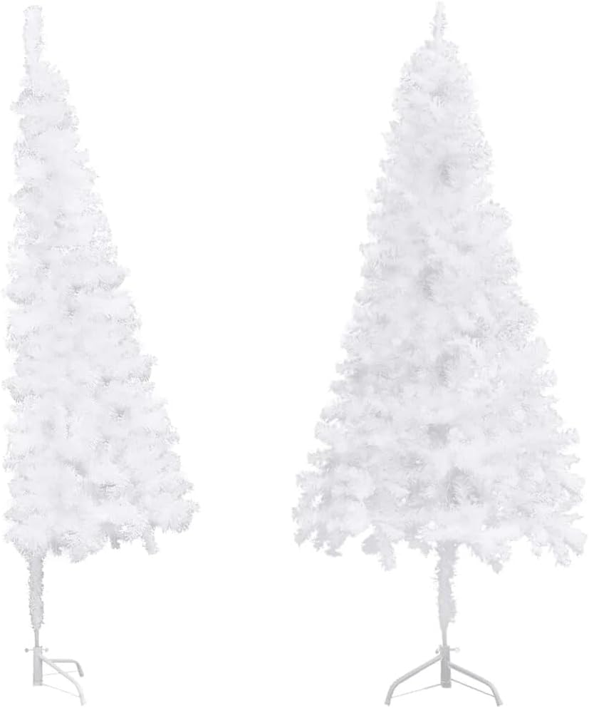 Weihnachtsbaum Künstlich Weiß Klein | Schnee-Optik 150 cm | Halbes Design Für Wenig Platz | Künstlicher Christbaum