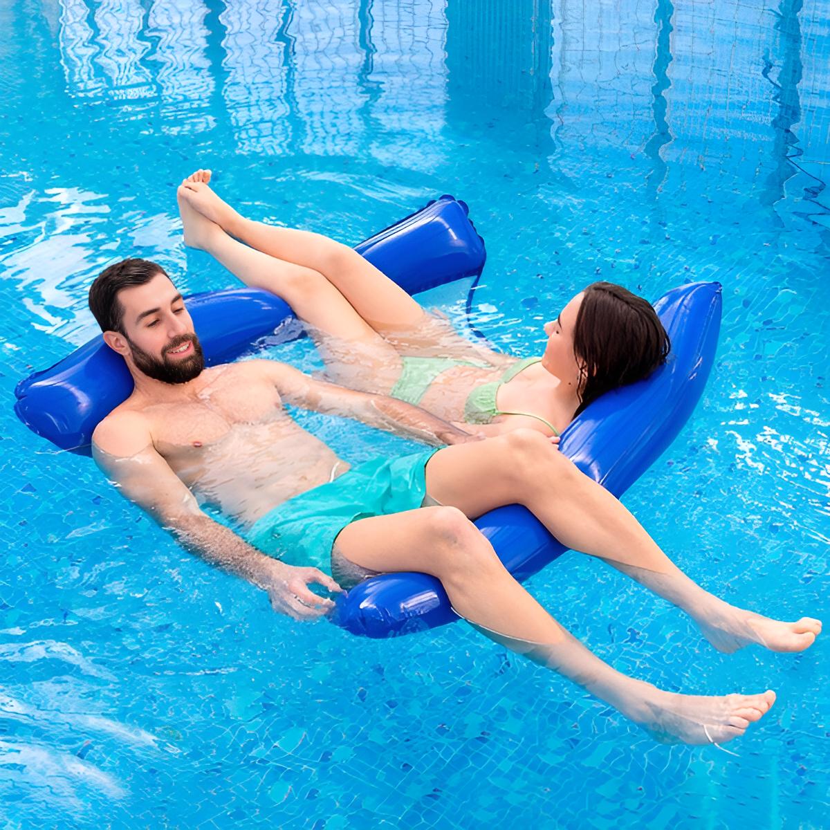 Luftmatratze Pool 2 Personen | Doppel-Matratze aufblasbar Kinder & Erwachsene Poolspielzeug | Doppelmatte 4-in-1 | Maximale Flexibilität | Liegen, Sitzen, Entspannen, Gymnastik