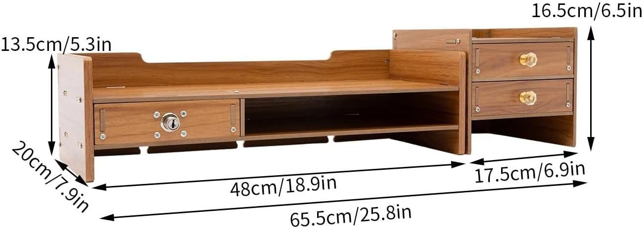 Desktop Organizer aus Holz für Monitor, Laptop & mehr | Mit Schubladen und Regal-Flächen