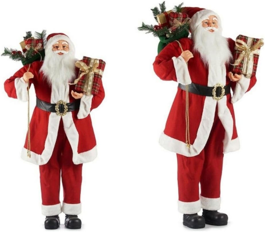 Premium Weihnachtsmann Figur groß XXL für drinnen & draußen | Santa Claus Deko 150 cm mit Geschenkbox außen & innen