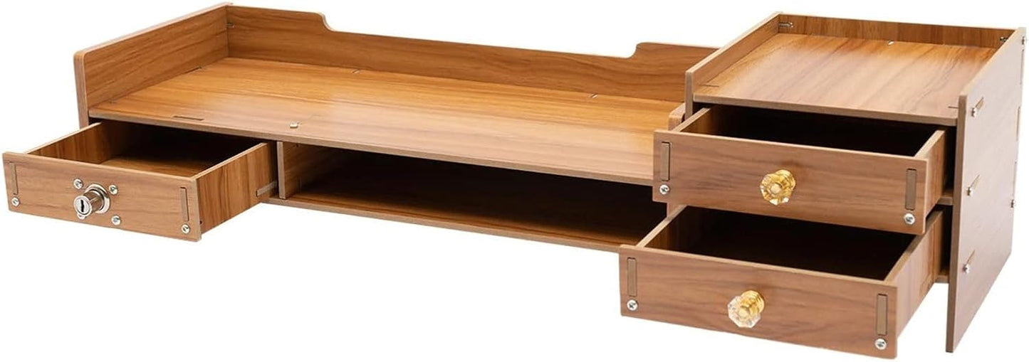 Desktop Organizer aus Holz für Monitor, Laptop & mehr | Mit Schubladen und Regal-Flächen