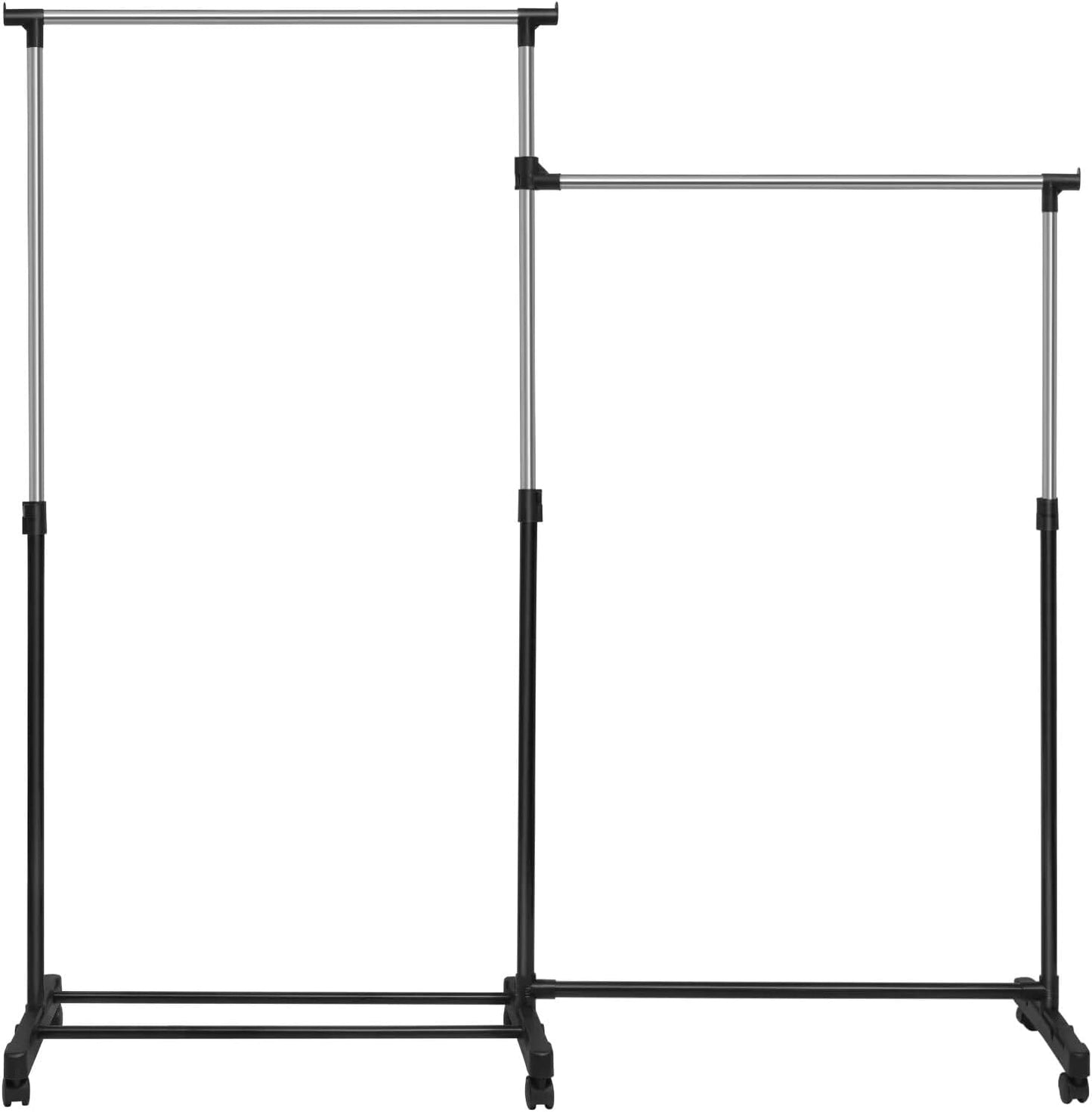 Kleiderständer auf Rollen sehr stabil | Garderobenständer schmal aus Metall | Kleiderwagen | Kleiderstange rollbar