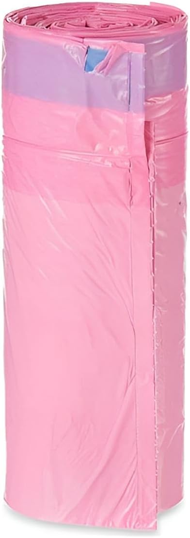 Müllsäcke 30l mit Zugband reißfest extra stark | Müllbeutel mit Duft & Anti-Tropf-System 300 Stück | 30 Rollen mit je 15 Säcken Angebot (Pink)