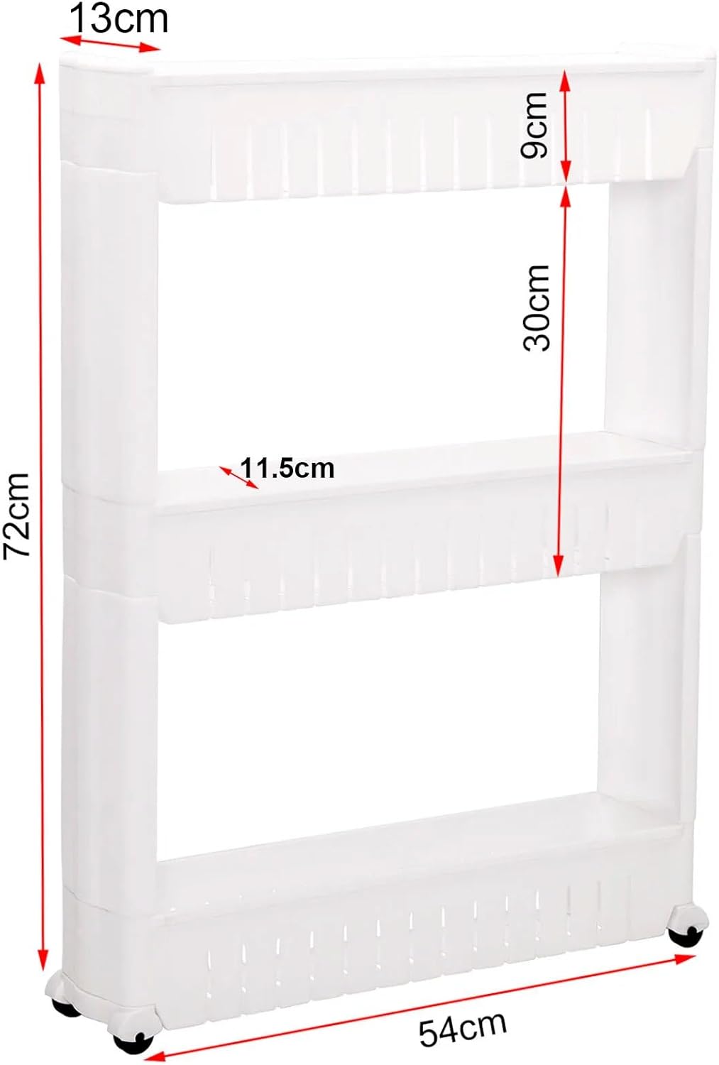 Küchenwagen auf Rollen extra schmal unter 20 cm | Mehrzweck-/Allzweckwagen rollbar | Küchenschrank freistehend Kunststoff (3 Etagen)