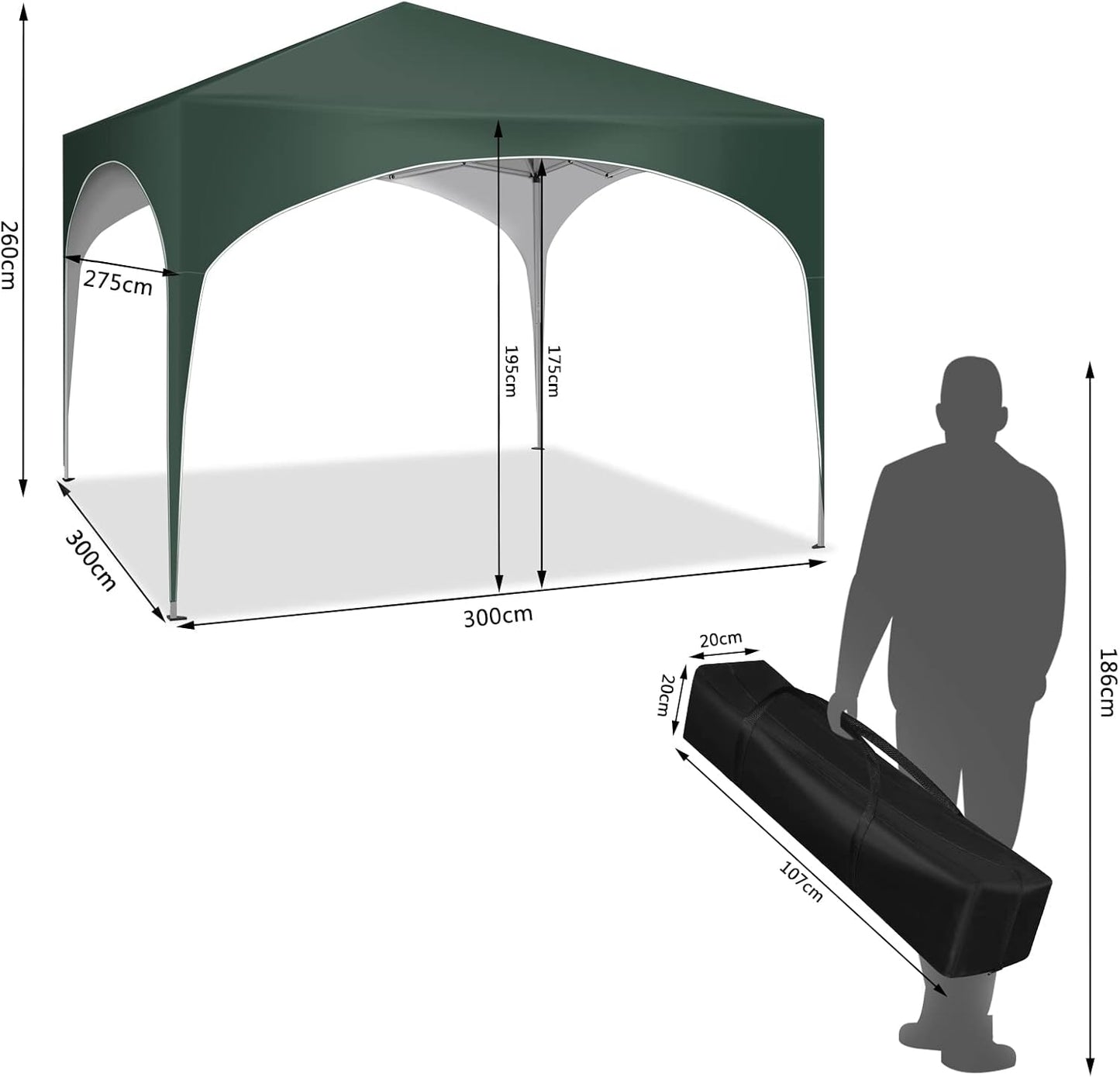 Pavillion klappbar 3x3m / Grau, Beige, Grün (Beige)