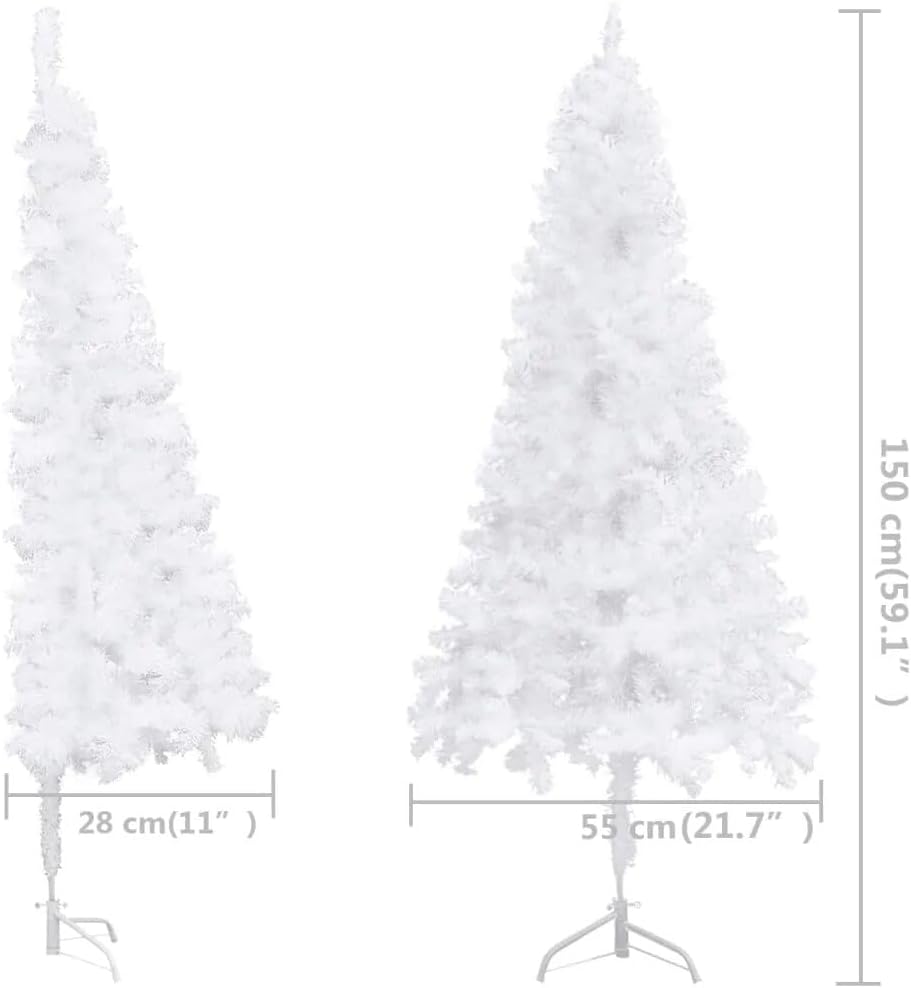 Weihnachtsbaum Künstlich Weiß Klein | Schnee-Optik 150 cm | Halbes Design Für Wenig Platz | Künstlicher Christbaum